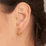 Smooth Twist Huggie Hoop One-Touch Mini Ring 925 Silver Earring E038-02G