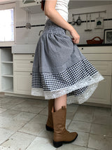 SMOKE BANDING CHECK SKIRT (2C)