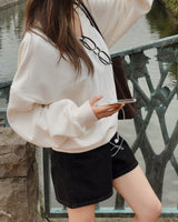 Part denim short pants