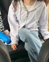 a spring hoodie jacket, melange white