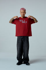 EEERRR Distorted logo over-crop fit T-shirt (Wine)