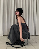Pigmented Rope Cut Cargo Long Skirt