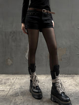 [Belt set] Rivet Suede Shorts