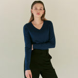 SOFT V NECK KNIT_DEEP BLUE