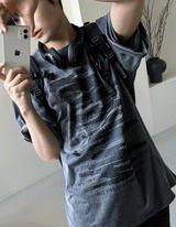 lettering brush drawing short sleeve T-shirt