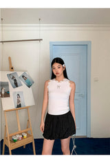 cat lace bow sleeveless tee
