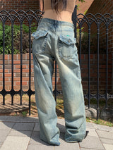 BACK POCKET WIDE JEANS
