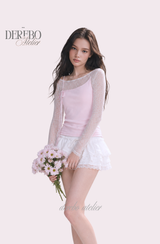 Baby Pink Floral Layered Long Sleeve T-Shirt