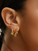 (Worn by Park Shin-hye,Um Jiwon)Twist Wave 925 Silver Bold Hoop Ring Earring E050-04G