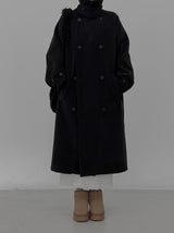 High-neck adjust double long coat