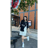 PEANUT STAIN - Active Duo Side Cursive Black Boxy Oversized Tshirt