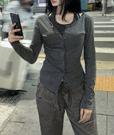 ミックスマッチレイヤードカーディガンセット