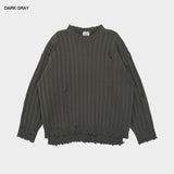 Bold ribbed damage over knit
