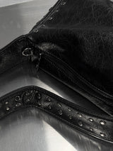 studded shoulder shark bag