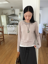 ミニューシースルーウール切開長袖Tシャツ(4c)