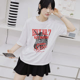 STRIPED UNICORN OVER FIT SHORT-SLEEVE T-SHIRT_WHITE