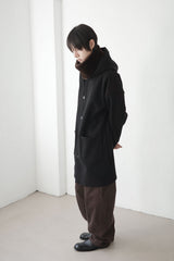 relaxed hood wool coat
