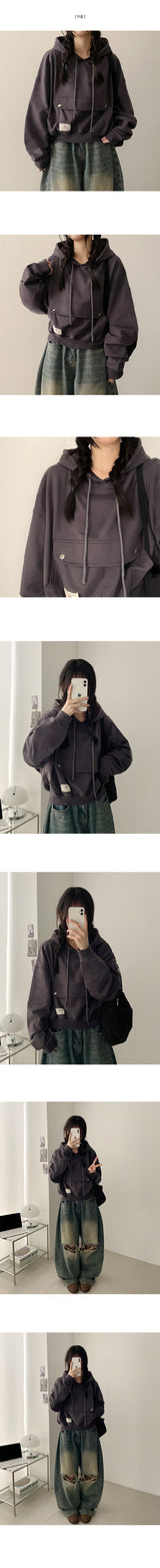 Pocky Pocket Patch Cropped Overfit Hoodie 