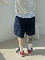 Big pocket denim half pants 2C