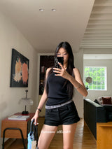 Underband lettering black sleeveless top