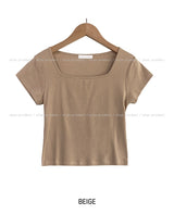 [U-BASIC] Poke Span Square Cap Sleeve T-Shirt