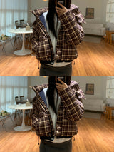 Witty Bulky Check 2-Way Zipper Hood Puffer