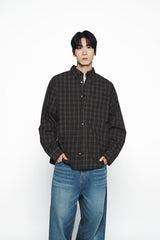 25SS EMBO LOGO OVERSIZE CHECK SHIRTS BLACK