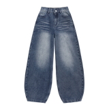 Salt Washed Balloon Fit Denim Pants