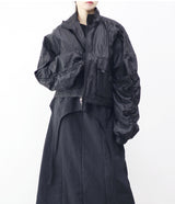 Oban shirring pocket string overfit windbreaker
