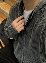 Can't Vint Dying Overfit Hooded Knit Zip-Up