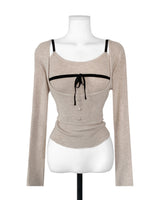 glaze ribbon button rib top set