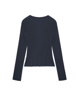 BUTTON RIBBED CARDIGAN NAVY