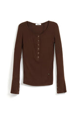 Button Bell Line Knit_Brown