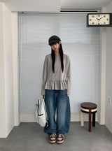 Lapus Cotton Frill Long Sleeve Tee