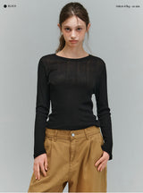 SLIP SHEER WAVE LONGSLEEVE [BLACK]