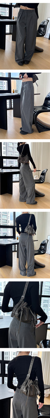 One tuck stripe wide slacks(3color)