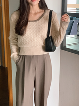 Cozy Cashmere Cable U-neck Knit (6color)