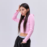Logo Crop Hoodie Pink