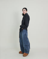 Square pocket balloon fit corduroy pants