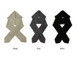 Yak Wool Ribbed Hooded Scarf