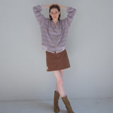 Brown Corduroy Patch Mini-Skirt