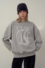 SWEATSHIRT EARTHYUSE NEEDLEWORK - GRAY