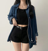 Belling Color Roll-Up A-line Shorts + Belt Set