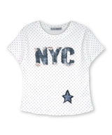 Denim Patch Graphic Dot T-Shirt_Ivory