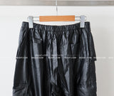 leather cargo string jogger wide pants