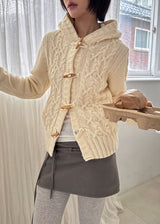 TOGGLE HOOD KNIT CARDIGAN