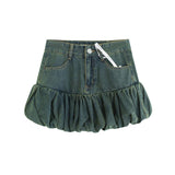 Vera Shirred Denim Mini Skirt 231633143