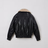 WOMAN FUR COLLAR FLIGHT JUMPER BLACK