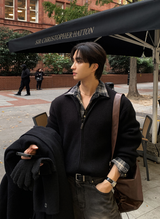 All Day Vertical Ribble Two-Way Half Neck Modal Knit Zip-Up