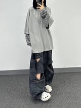 camo bio washed distressed pants